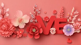 浪漫纸艺花卉与 LOVE