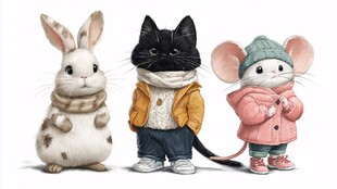 可爱萌宠冬日时尚装扮