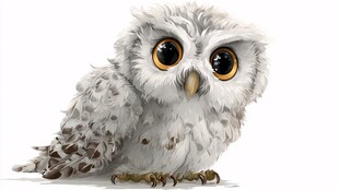 可爱白色猫头鹰插画