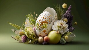 复活节彩蛋花卉装饰摆件