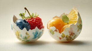 蛋壳中的缤纷水果世界