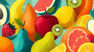 缤纷多彩的新鲜水果集合