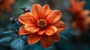 橙色大丽花特写