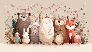 可爱动物们的欢乐聚会