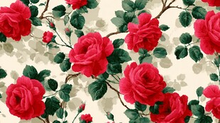 红玫瑰花卉图案背景图