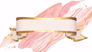 粉色水墨风金边空白丝带