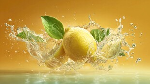 柠檬水花飞溅的清新瞬间