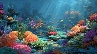 梦幻海底珊瑚礁景观