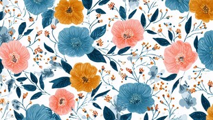 花卉图案 清新多彩花朵设计