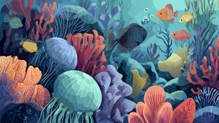 梦幻海底世界珊瑚与鱼群