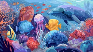 梦幻海底世界海洋生物绘景