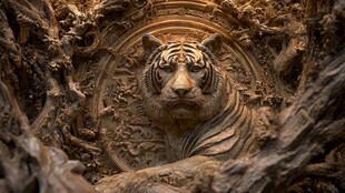 木雕虎像 精致的艺术呈现