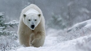 雪地中行走的北极熊