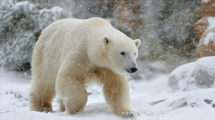 雪地中漫步的北极熊