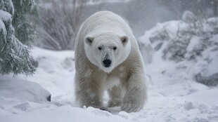 雪地中行走的北极熊