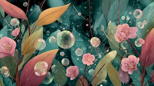 梦幻花卉与泡泡的奇幻世界