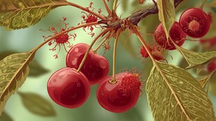 樱桃枝上的病毒入侵景象