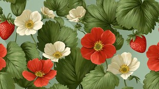 草莓花卉图案背景图