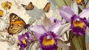 蝴蝶兰花间飞舞景致