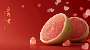 红心西柚切片浪漫氛围图
