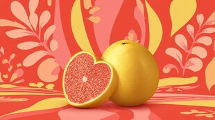 红心西柚 绚丽背景下的鲜果