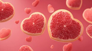 爱心西柚切片梦幻飞舞