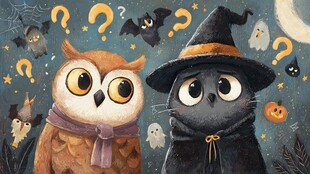 猫头鹰与黑猫的奇幻夜