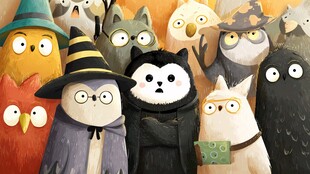 一群萌趣猫头鹰的奇幻聚会