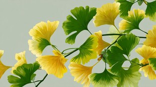 银杏枝叶的绚烂色彩