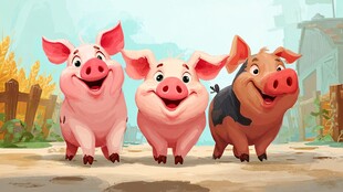 三只快乐小猪漫步乡村