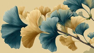 银杏叶的绚丽色彩与姿态