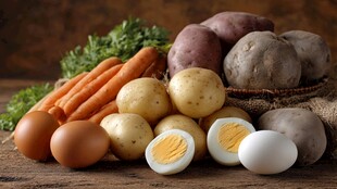 田园风蔬菜与蛋类组合