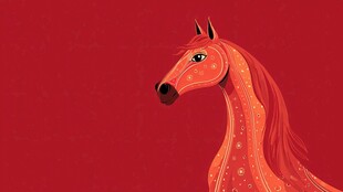 红色梦幻骏马插画