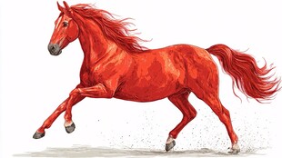 奔腾的赤红色骏马