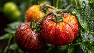 带水珠的新鲜多彩番茄