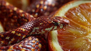 橙旁彩纹蛇特写