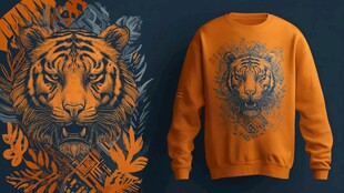 橙色虎纹卫衣图案设计