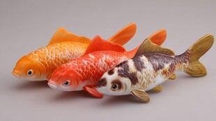 三条多彩仿真金鱼摆件