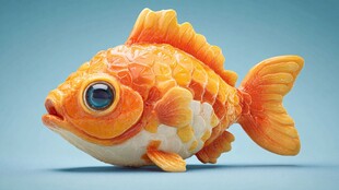 橙白相间的可爱立体金鱼