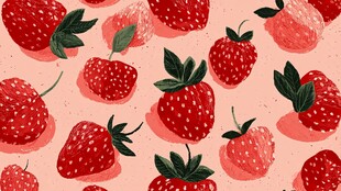 草莓缤纷图案 甜美插画风