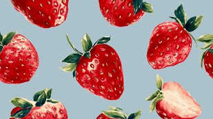 草莓水彩图案 清新可爱风