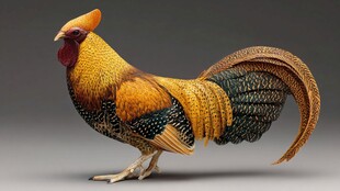 华丽公鸡雕塑展示独特风采