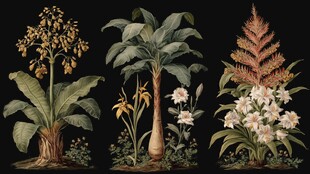 复古风植物插画艺术作品