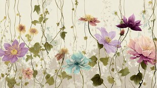 梦幻花卉藤蔓背景图案