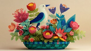 花鸟纸艺盆景 灵动之美