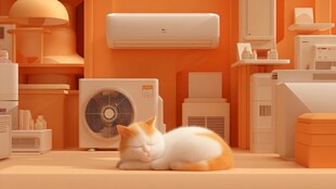 橘白猫咪安卧家电之间