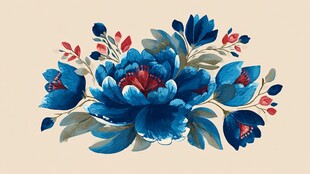 蓝色花卉插画 绚丽多姿