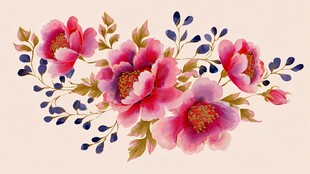 粉色花卉图案插画