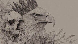 王者之鹰与骷髅花卉图腾