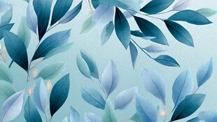 蓝绿清新叶片无缝背景图